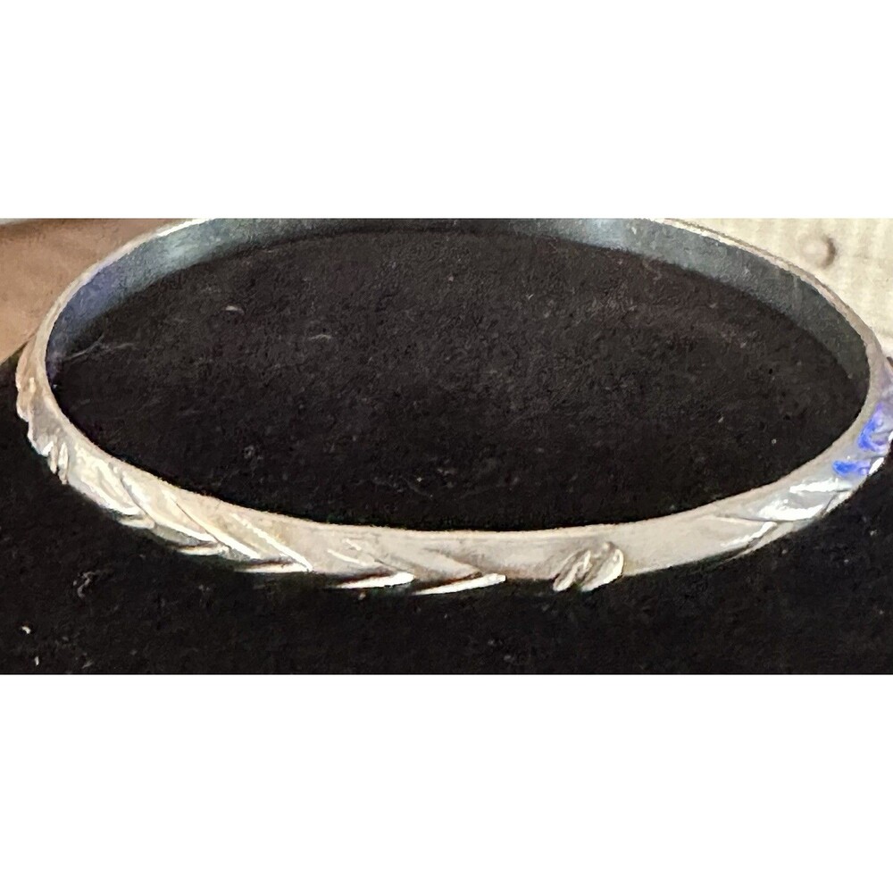 Vintage Sterling Silver Etched Bangle Bracelet 925 Stackable Slip-On 15.9g